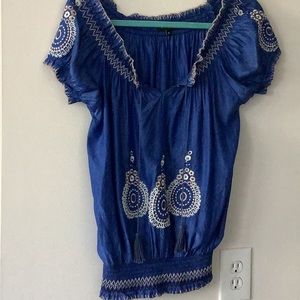 NWOT Qed London Sapphire blouse